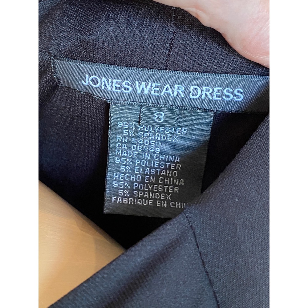 Jones‎ Wear Dress Womens Black V-Neck Rhinestone Ring Long Sleeve Midi Dress 8 - Picture 5 of 11